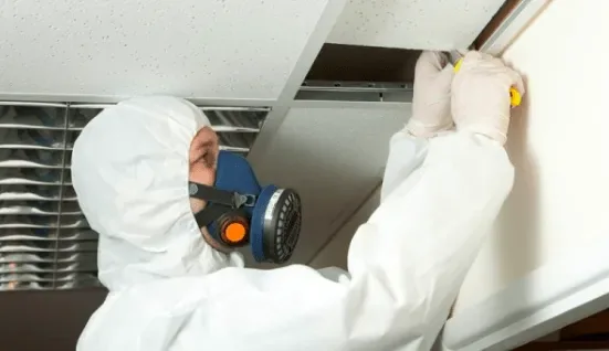 Asbestos testing and abatement work in progress