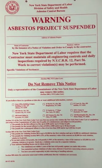 New York State Department of Labor red tag stop work order